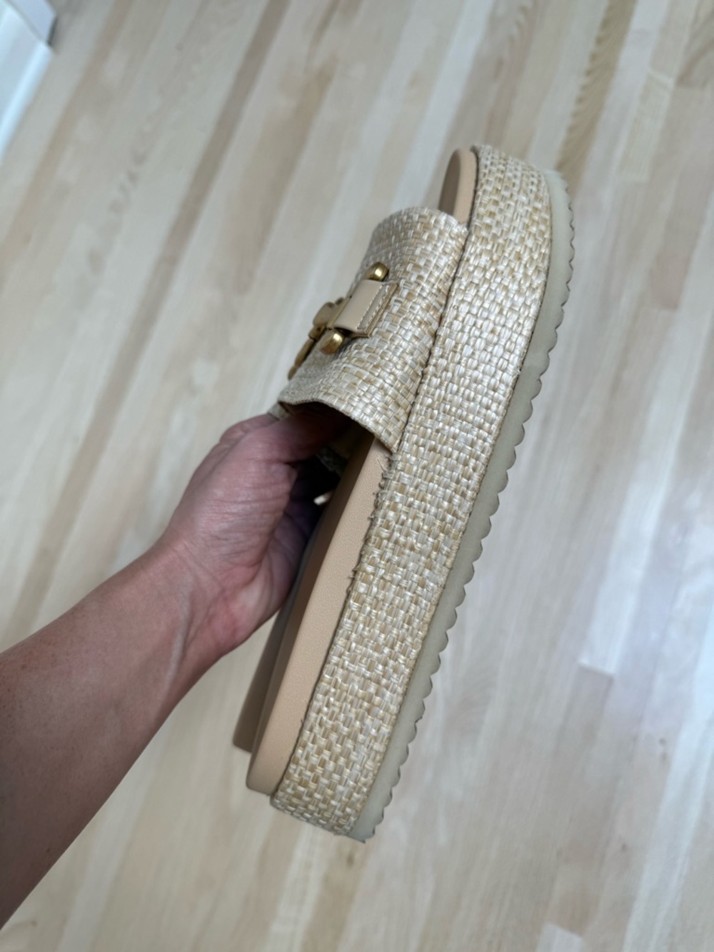 Platform Raffia Slide Sandals - Picture 3 of 6